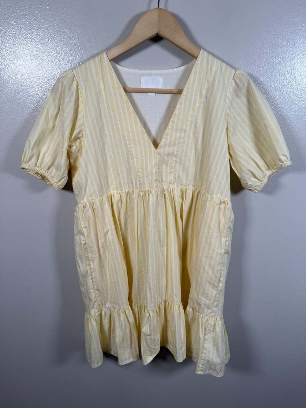 Every Mini Swing Dress Size XS Yellow Stripes Babydoll Brunch Preppy Sorority